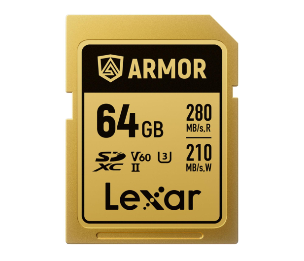 Lexar 64GB SDXC ARMOR Gold UHS-II U3 V60 IP68 Stainless Steel - 1329310 - zdjęcie